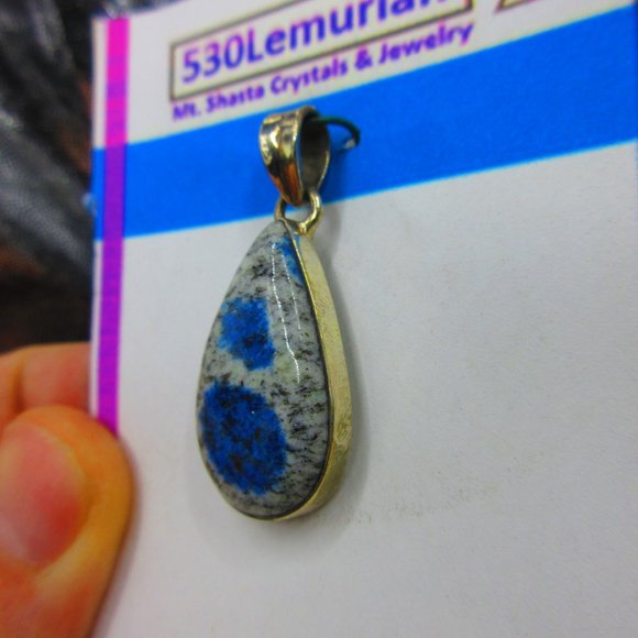 K2 Azurite In Granite Sterling Silver .925 Gemstone Pendant - Picture 4 of 5